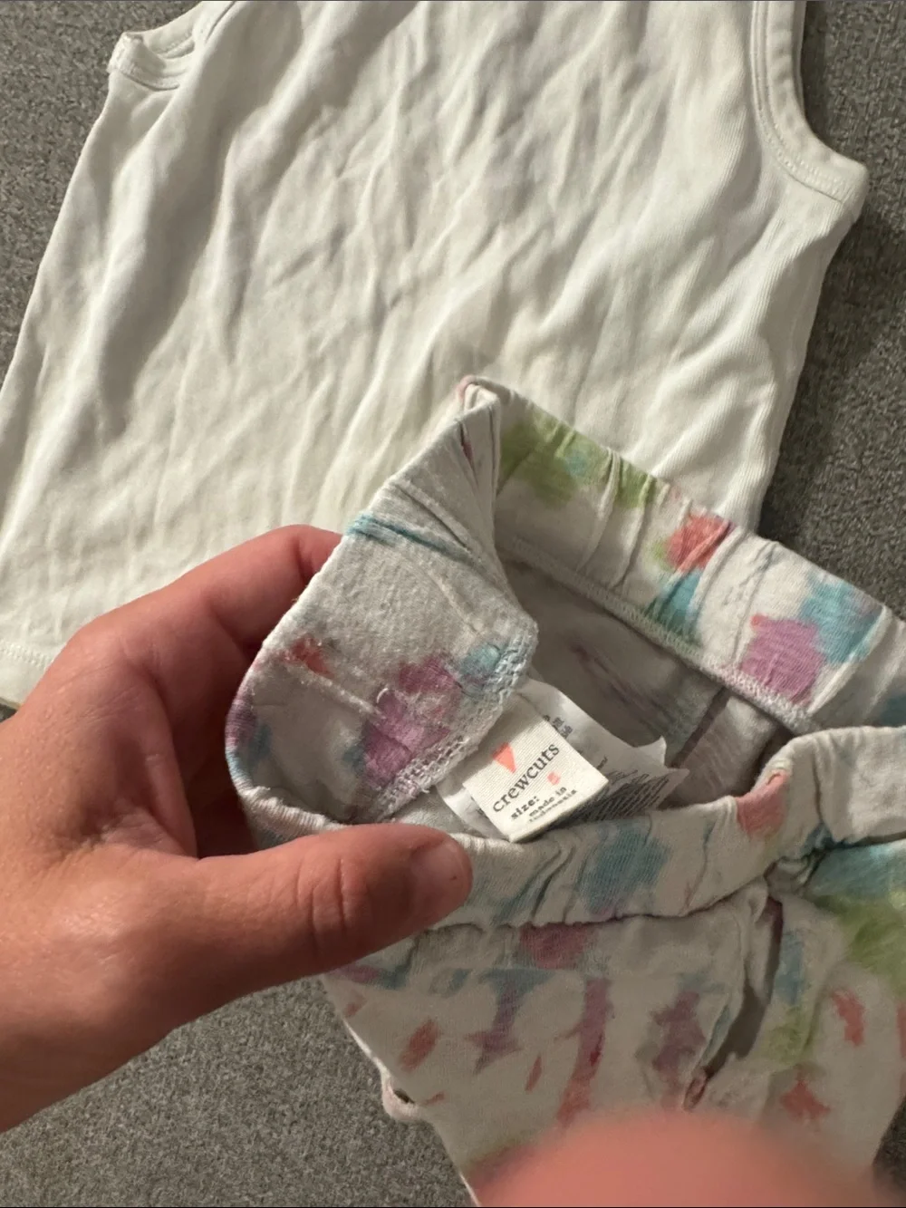 5/$15- White Tank Top & Pastel Tie-Dye Shorts Set